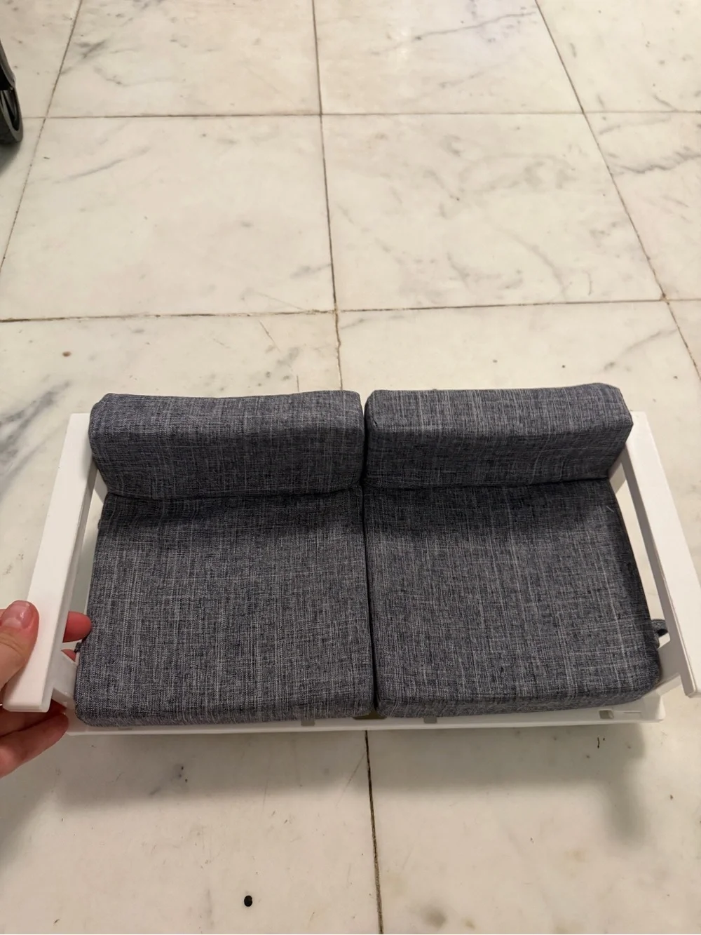 Our generation doll Gray Two-Seat Cushion Sofa with White Frame